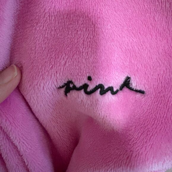 Victoria’s Secret PINK Smiley Face Plush Robe – XS/S – Soft Fleece Belted Pink B - Picture 5 of 5